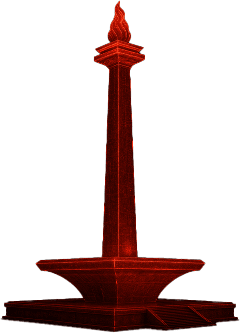 Red illuminated Monas monument